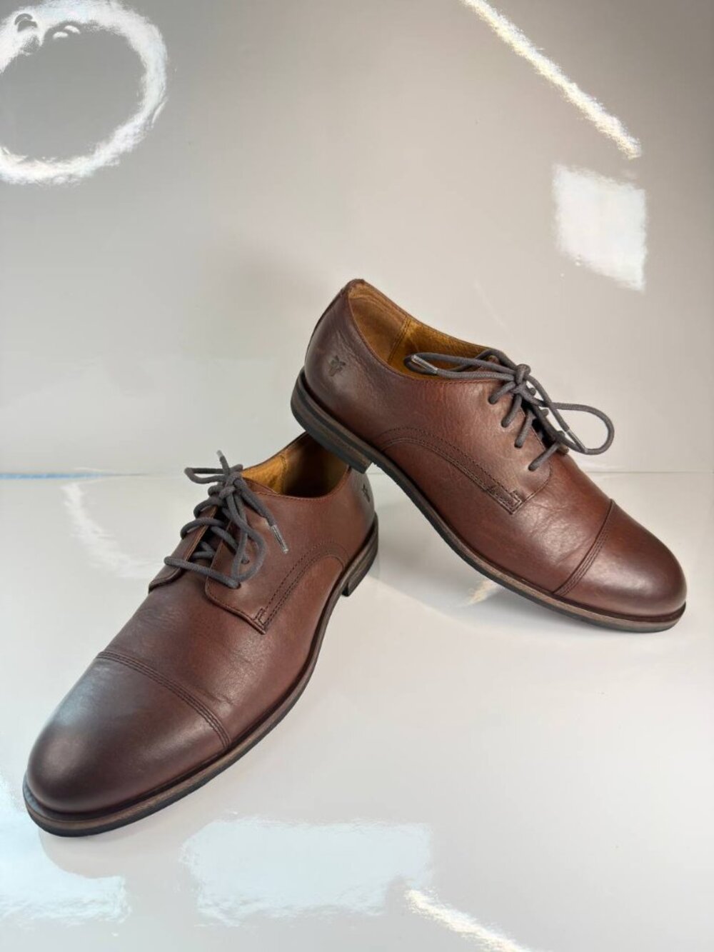 Frye Men’s Brown Leather Cap Toe Oxford Derby Shoes - US 7